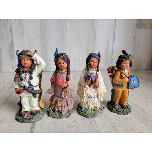 K's collection native American girl boy Thanksgiving set figure fall